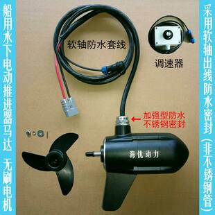 船用隐藏吊舱式水下无刷电动推进器马达 软轴出线 选配支架或遥控