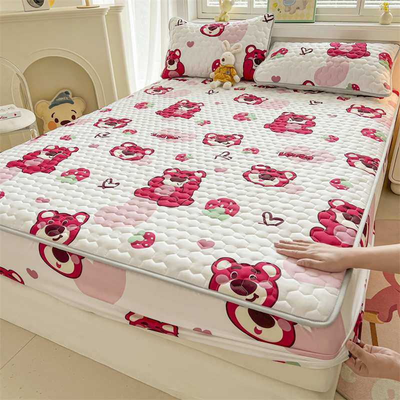 A类正版水洗棉夹床罩学生宿舍卡通床笠单件棉笠床垫保护包围加厚