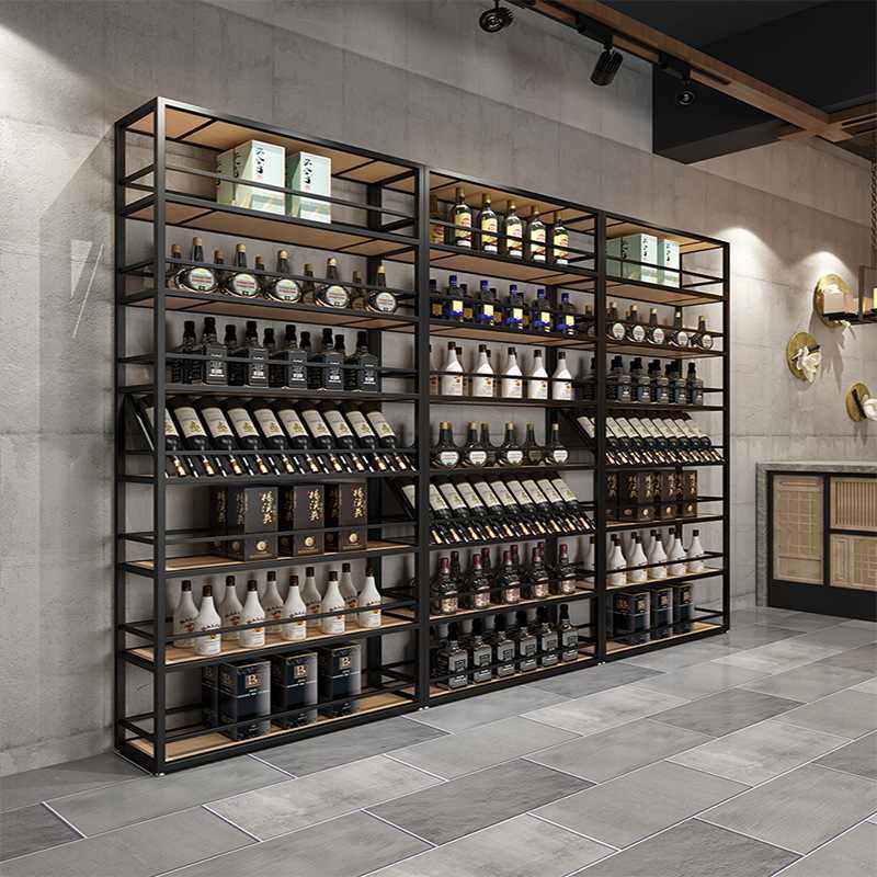 工业风复古酒架葡萄酒红酒架子展示架商用铁艺酒窖酒庄酒柜展示柜