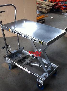 跨境全不锈钢手动平台车500kg液压升降304sus不锈钢手推车升高车