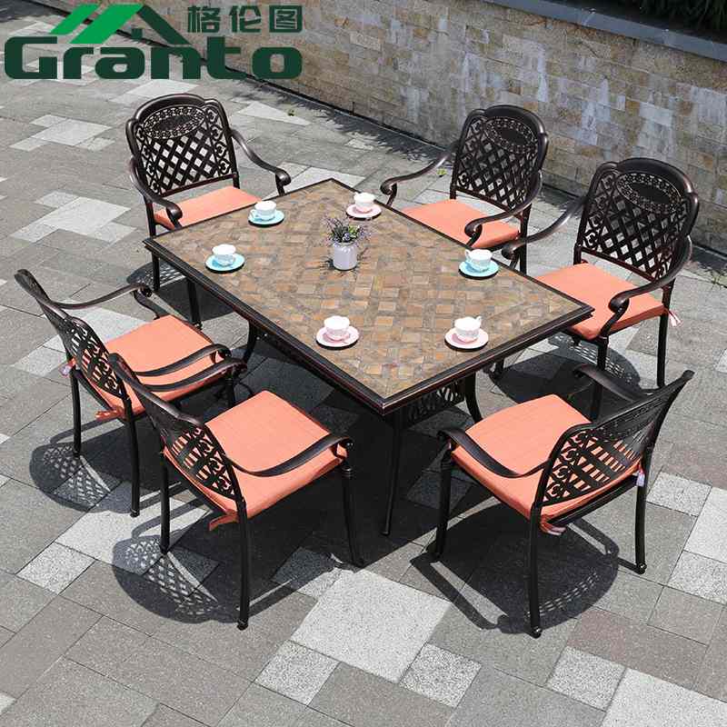 铸铝户外桌椅庭院休闲烧烤桌烤炉露台室外花园凉台阳光房餐台套装