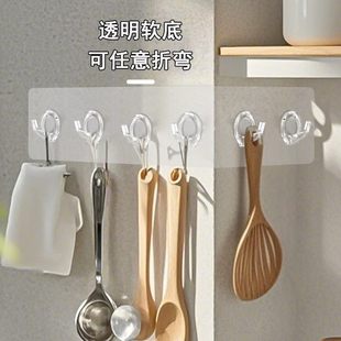 挂钩无痕透明联排邮壁挂加大防水厨房包卫生间打孔不锈钢免粘贴贴
