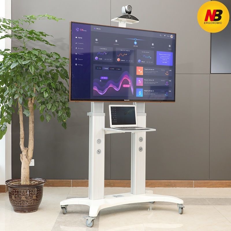 NB AVF1800-70-1P 白色托盤款 液晶電視落地式一體機(jī)大屏移動(dòng)推車