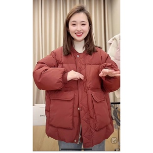 亏本清仓韩版大口袋立领白鸭绒羽绒服外套女冬季宽松百搭羽绒棒球