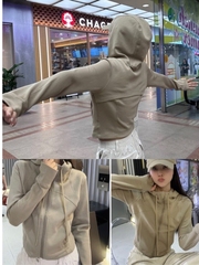欧货立体剪裁连帽短款卫衣外套女2024秋季新款小个子拉链开衫上衣