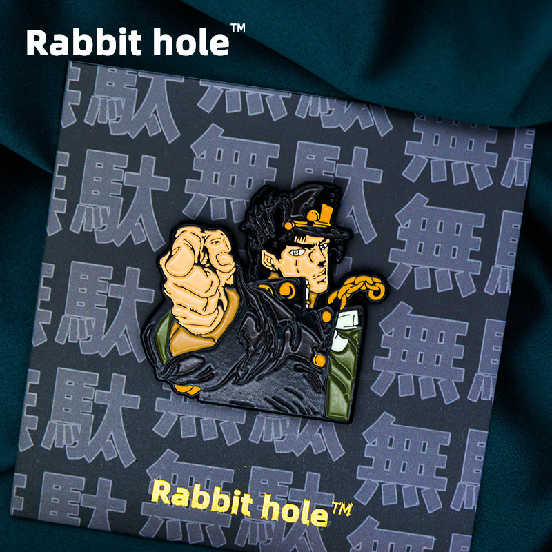 兔子洞手绘jojo空条承太郎头像徽章胸针pins卖鱼强斜背包装饰金属