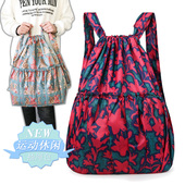双肩包女夏轻便折叠包防水牛津布大容量抽绳女士背包新款 尼龙新潮