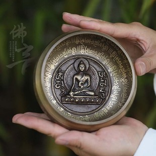 尼泊尔新款经文佛像佛音碗跨境singing bowl青铜瑜伽冥想颂钵铜磬