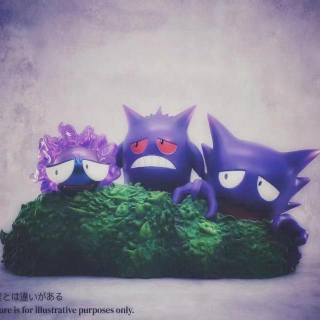 草丛三人组耿鬼家族手办雕像