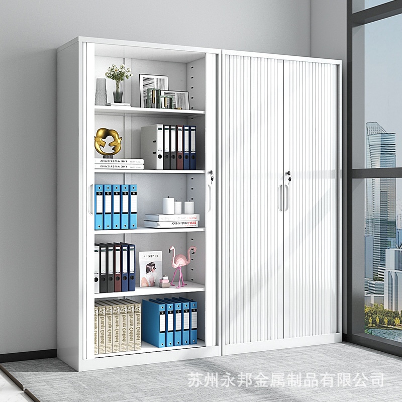 卷门柜办公室钢制推拉门文件柜带锁柜财务凭证资料档案柜储物柜