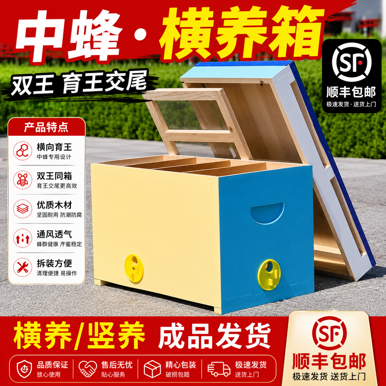 育王专用四房蜂箱交尾育王箱蜂王育王箱蜂箱全套成品发货诱蜂蜂箱