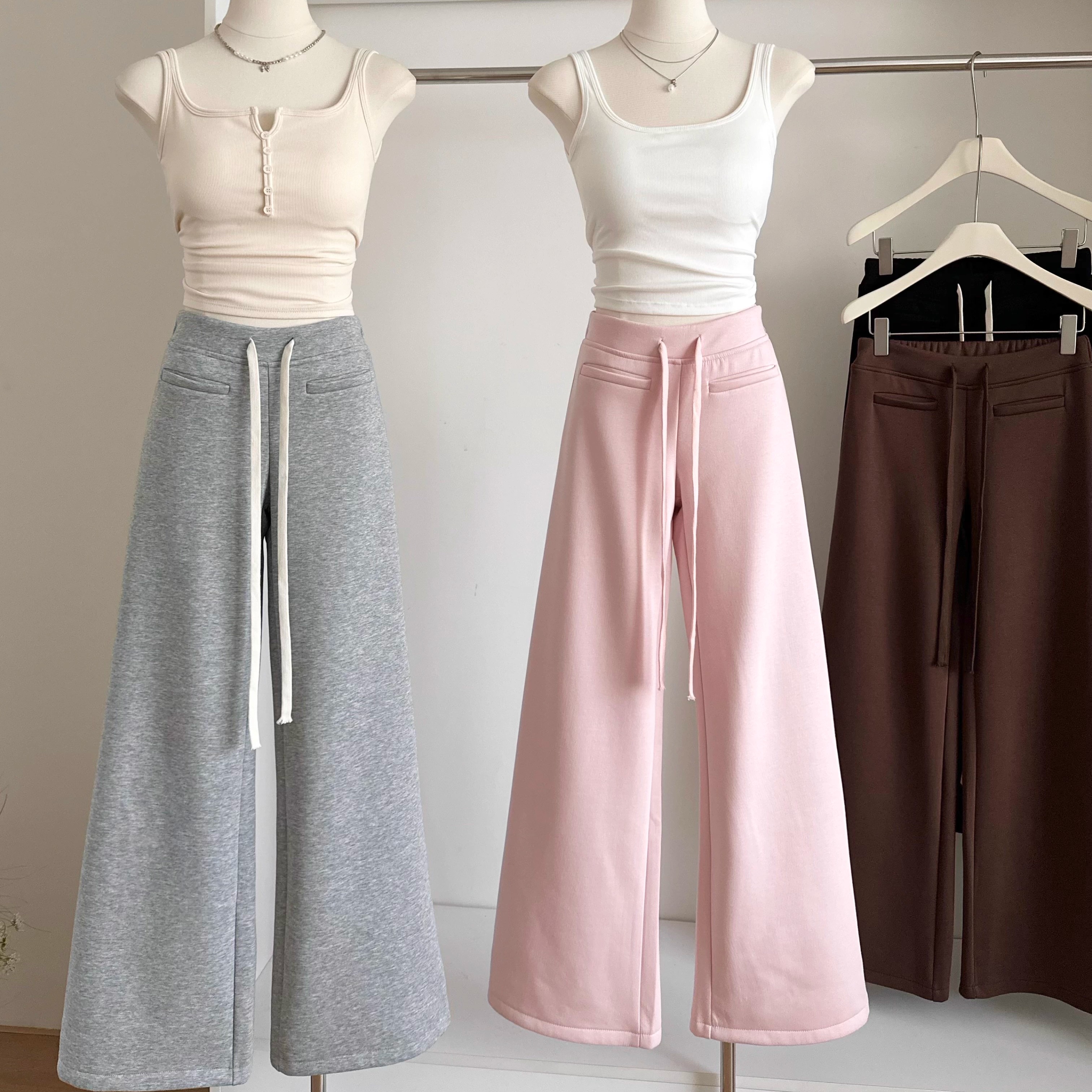 空气层半抓毛加厚抽绳休闲裤