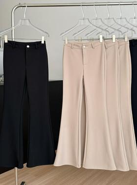 韩女神裤加绒加厚磨毛弹力西装喇叭裤女秋冬保暖裤修身微喇休闲裤