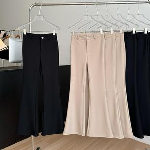 韩女神裤加绒加厚磨毛弹力西装喇叭裤女秋冬保暖裤修身微喇休闲裤