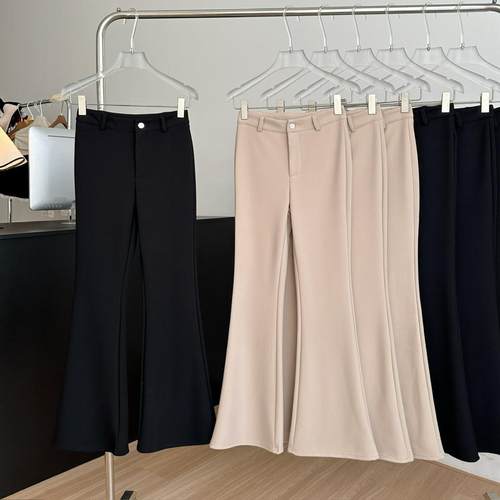 磨毛弹力西装喇叭保暖裤修身休闲