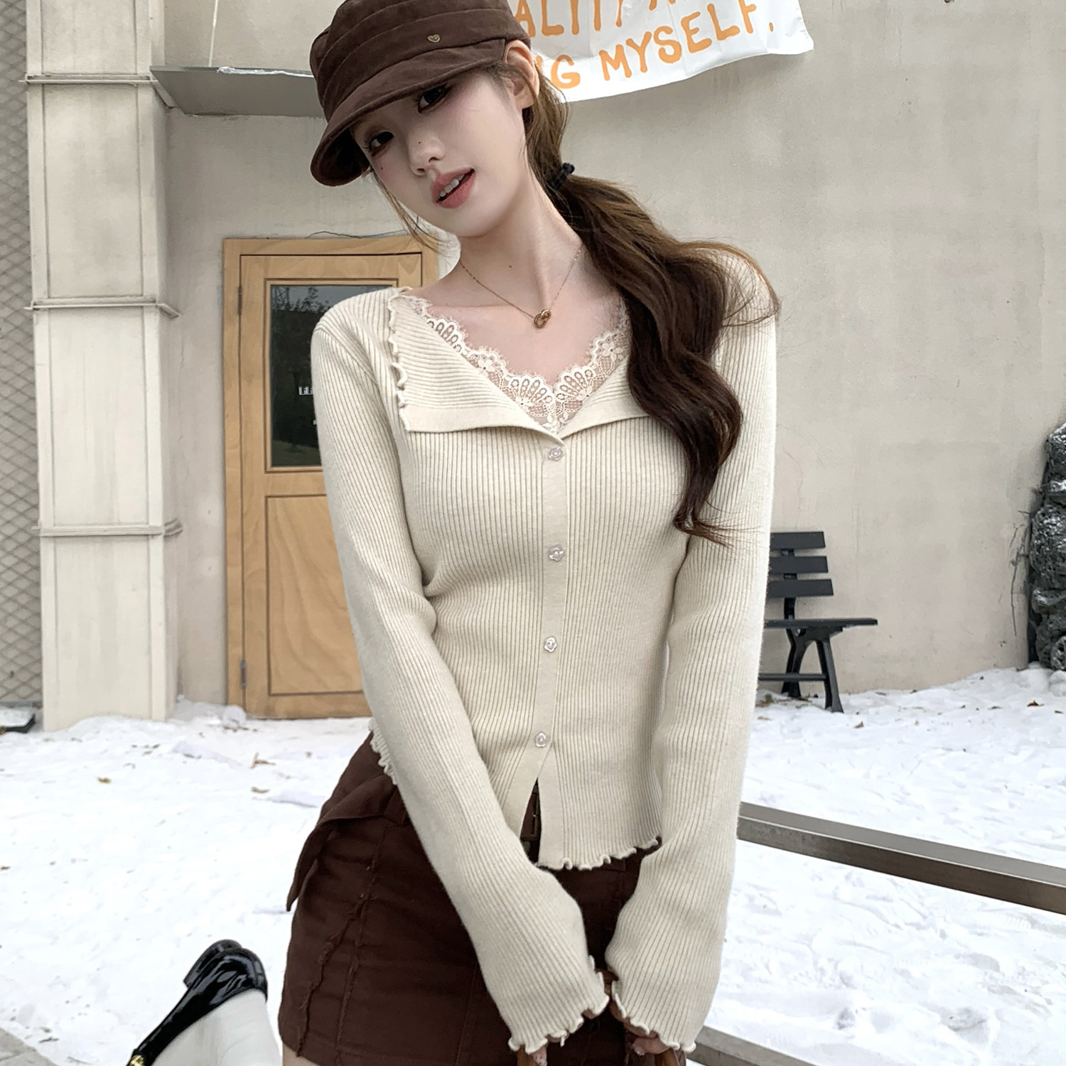 【赠送运费险】假两件针织衫女装