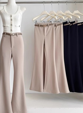 韩漫老钱风高腰显瘦微喇显腿长西装裤独特超好看休闲长裤子含腰带