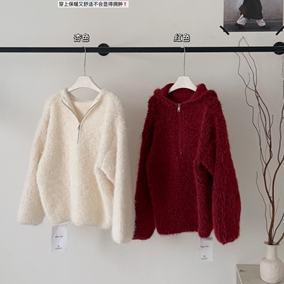 【免费试穿，先用后付】红色毛衣