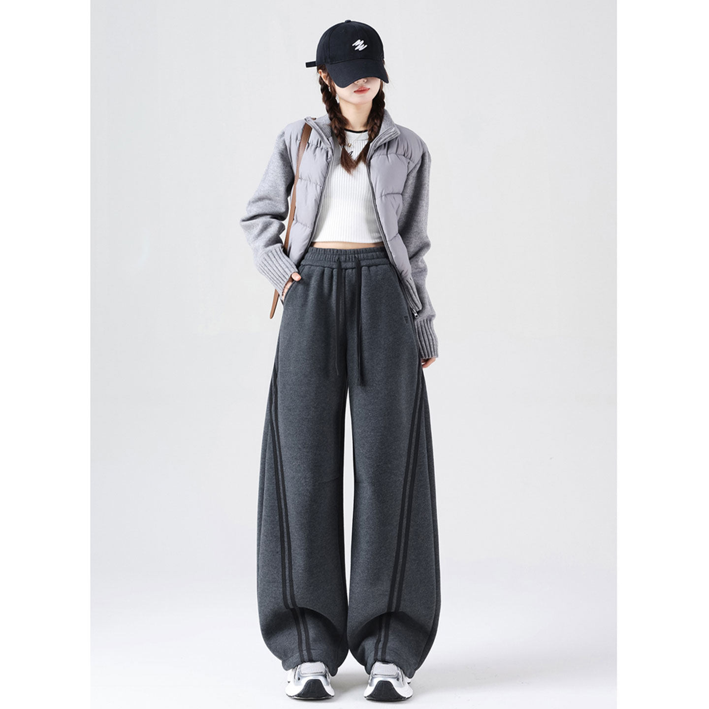 加绒弯刀卫裤女2026春季设计感抽绳宽松慵懒小个子阔腿运动裤外穿,女装/女士精品,休闲裤,淘宝优惠券,粉丝福利购,淘宝优惠卷