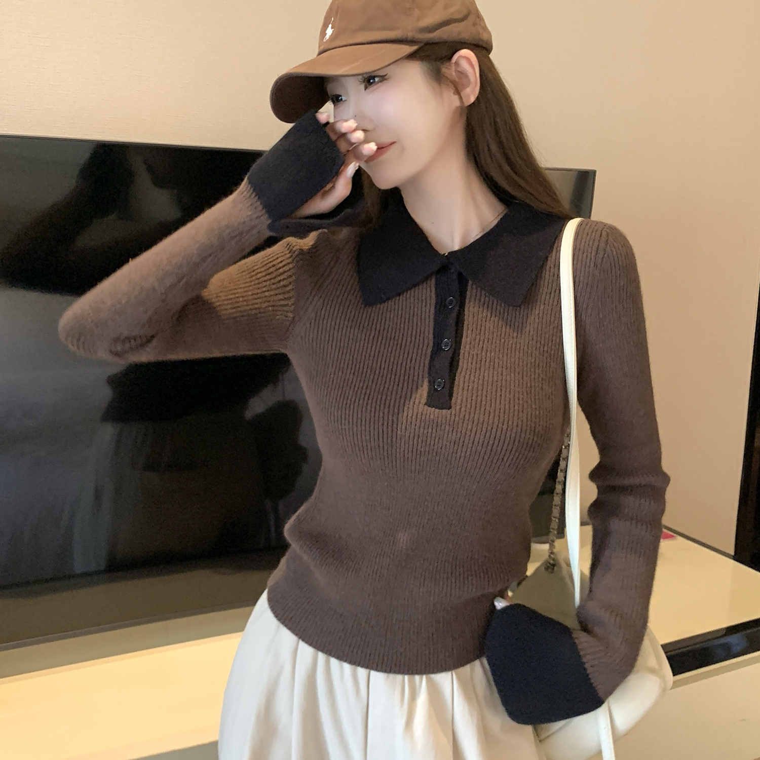 【赠送运费险】韩系polo领针织衫