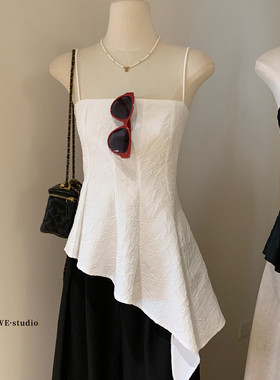 立体褶皱不规则吊带小衫女装绝美夏季外穿法式设计感显瘦背心上衣