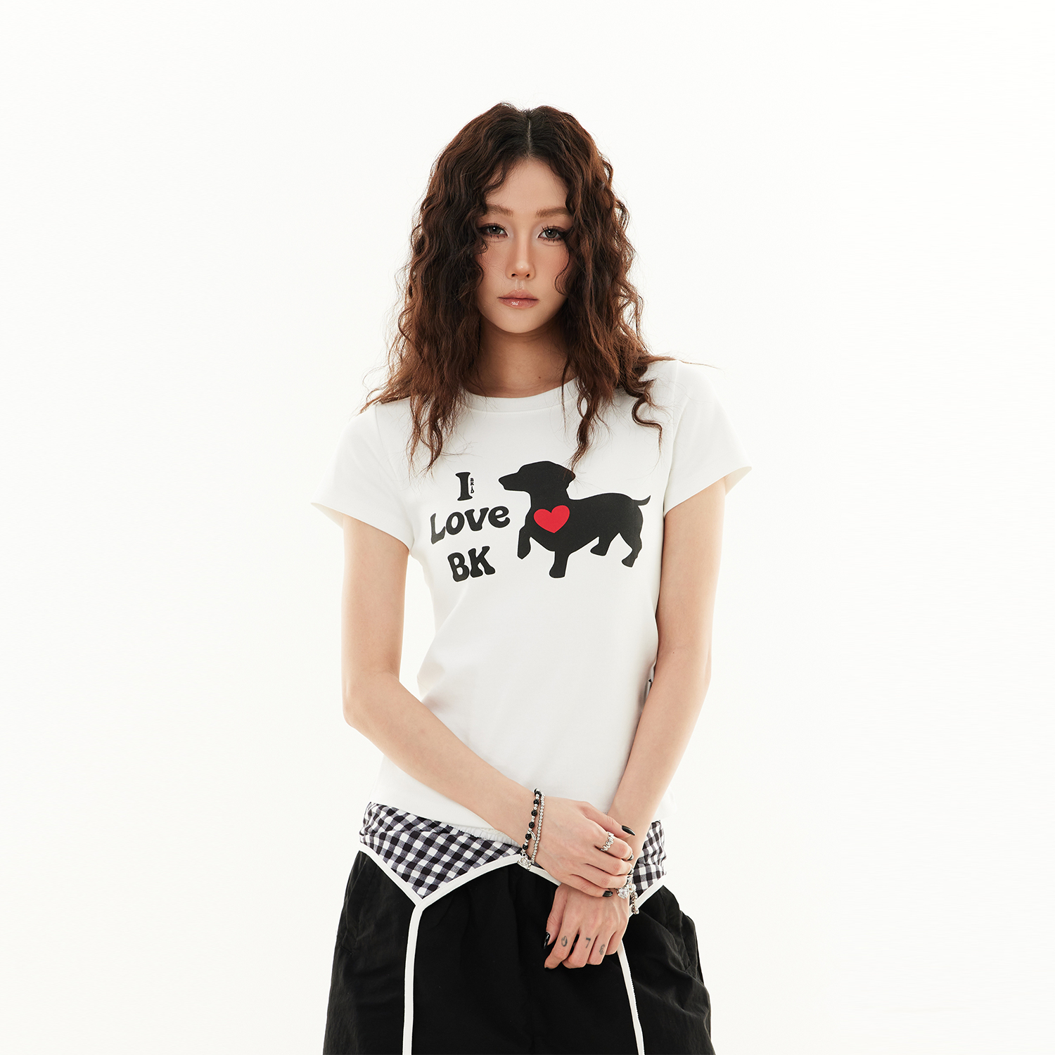 SREK卡通小狗印花正肩短袖T恤