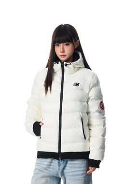 SREK冬季百搭新款宽松白色连帽羽绒服男女冬季加厚保暖面包服外套