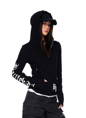 SREK美式复古字母印花连帽卫衣女秋季新款宽松休闲百搭长袖上衣