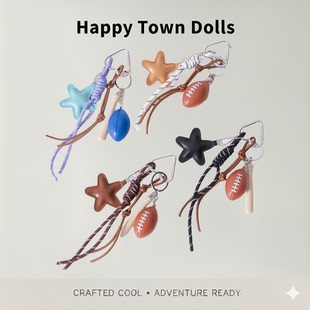 创意运动系包挂橄榄球星星简约挂饰钥匙扣INS包挂件箱包挂饰礼物