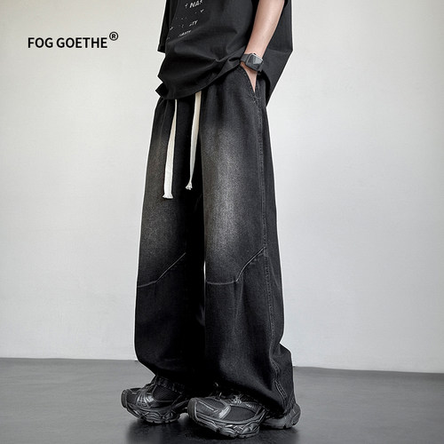 FOG GOETHE潮牌复古牛仔裤男春秋季直筒宽松休闲裤美式阔腿长裤子