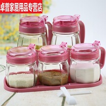 Kitchen household moistureproof seasoning box, glass sealed seasoning bottle, salt pot, sugar monosodium glutamate bottle, oil brush pot set
