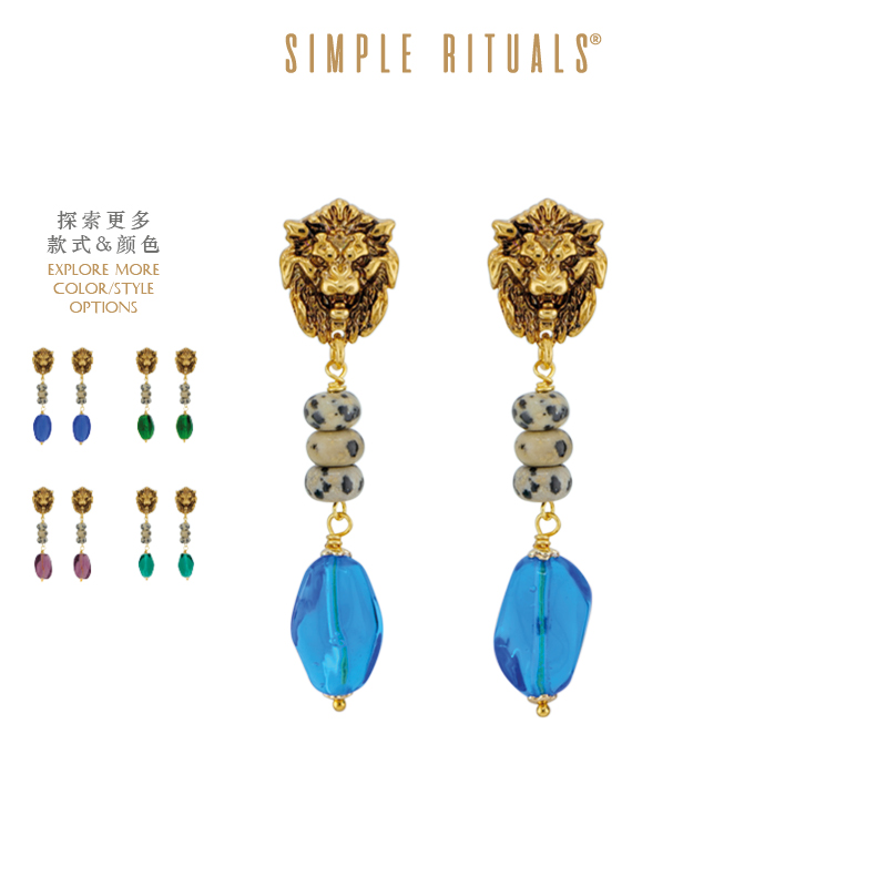 Simple Rituals卡布里皇家手工琉璃耳环小众高级感设计纯银耳钉女