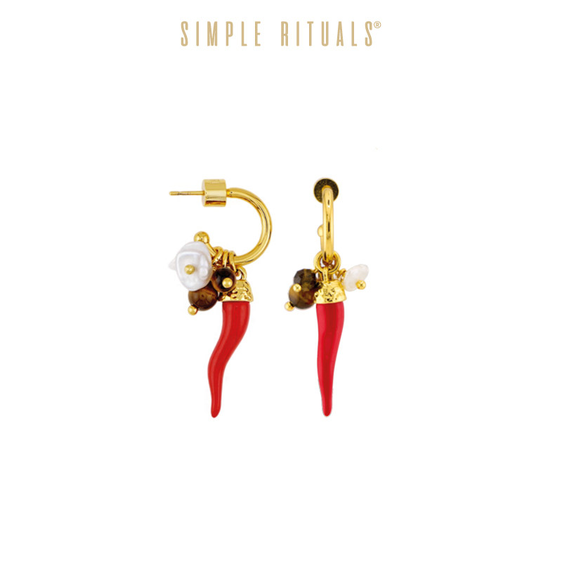Simple Rituals黄子弘凡同款红辣椒耳环轻奢高级感纯银珍珠耳饰
