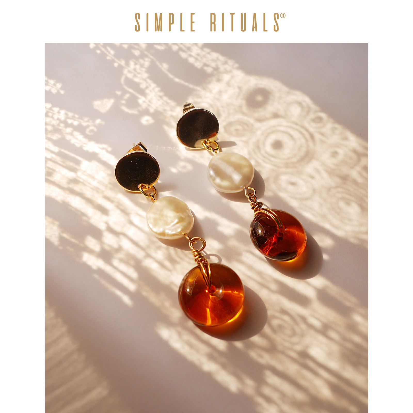 Simple Rituals红茶小姐意大利手工琉璃天然珍珠镀厚金设计师耳