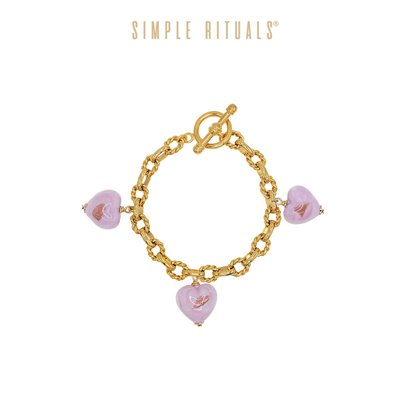 Simple Rituals汪苏泷同款意大利威尼斯手工粉色爱心琉璃女手链