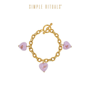Simple 意大利威尼斯手工粉色爱心琉璃女手链 Rituals汪苏泷同款