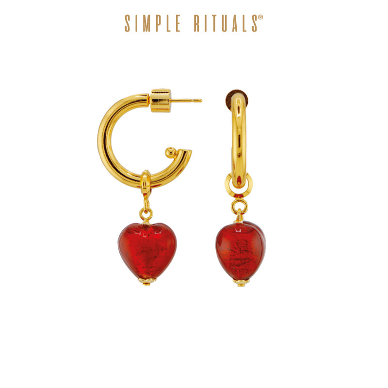 SimpleRituals 25新 威尼斯手工琉璃玲珑爱心耳环轻奢小众高级感