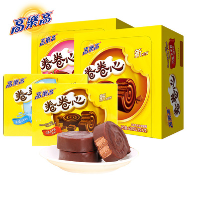 高乐高卷卷心600g巧克力牛奶味24枚草莓味提拉米苏味糕点零食