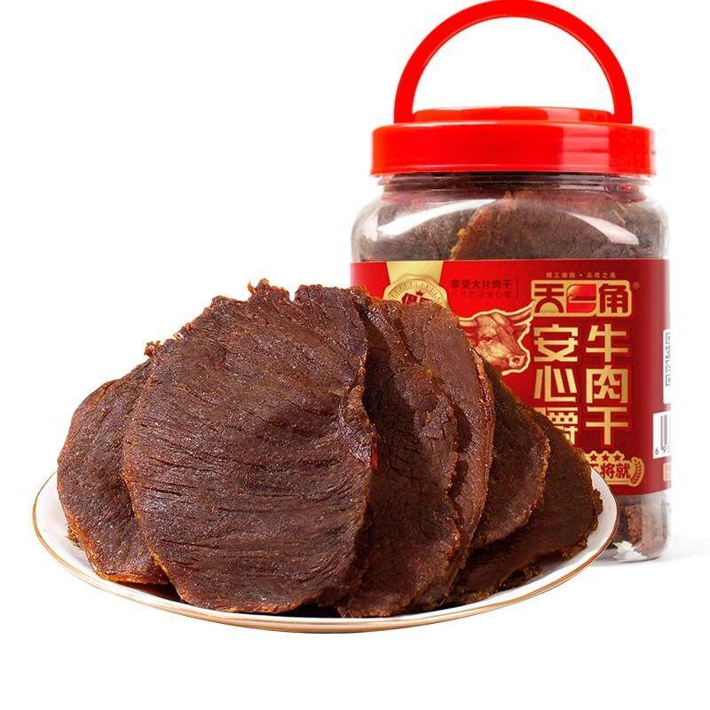 天一角安心嚼桶装牛肉干温州湖岭特产卤牛肉手撕休闲食品