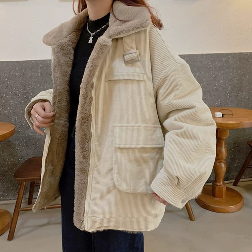 Бархатный вельветовый пуховик, зимняя короткая куртка, увеличенная толщина, оверсайз, 2020 года