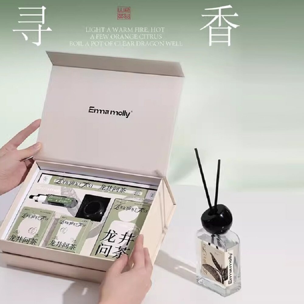 艾玛莫莉龙井问茶香薰礼盒套装家用无火香氛蜡烛茶香女生生日礼物