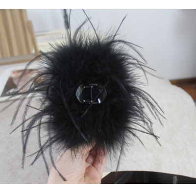 女王范超饱满鸵鸟羽毛抓夹发饰