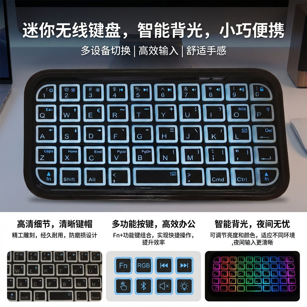 畅销多系统通用蓝牙有线迷你键盘