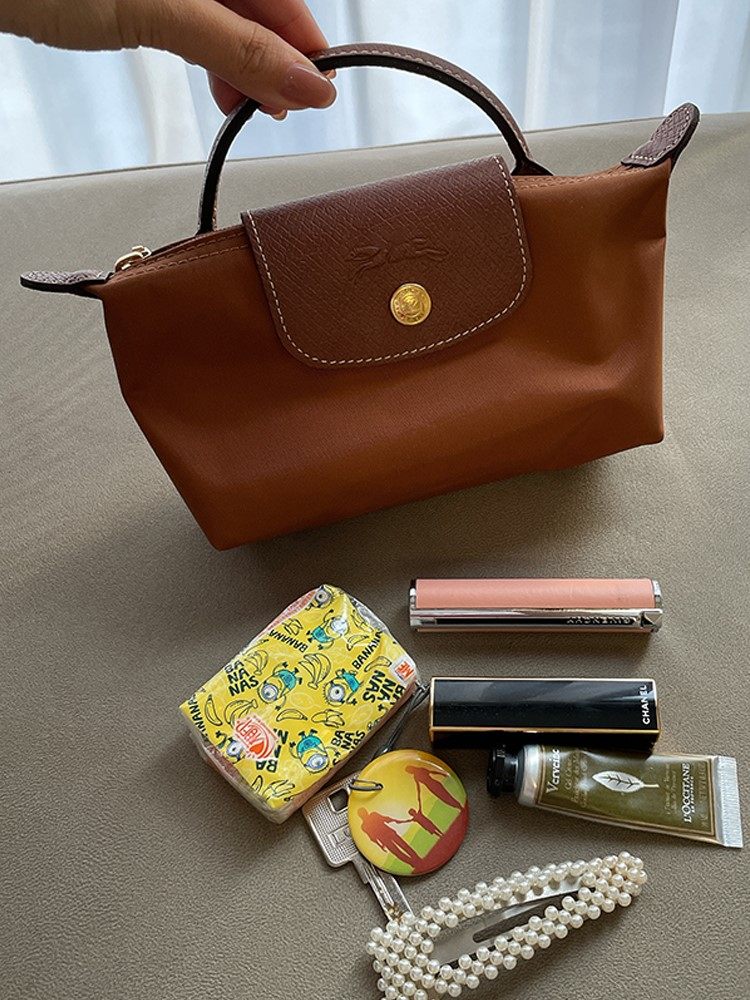 迷你化妆包法国龙骧包手提包干邑色饺子包手机拎包零钱包min0425g