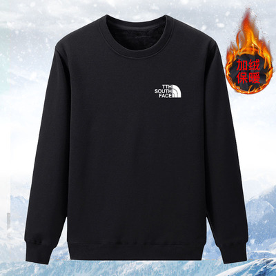 加绒加厚保暖卫衣圆领套头