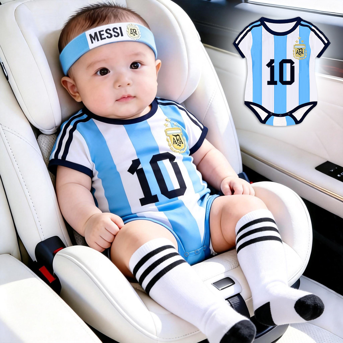 婴儿连体衣夏2026世界杯宝宝a类纯棉哈衣爬服梅西阿根廷c罗足球服