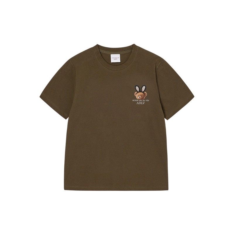 ADLV 韩国潮牌2025夏季新款兔子小熊玩偶Logo短袖T恤休闲女士上衣,女装/女士精品,T恤,淘宝优惠券,粉丝福利购,淘宝优惠卷