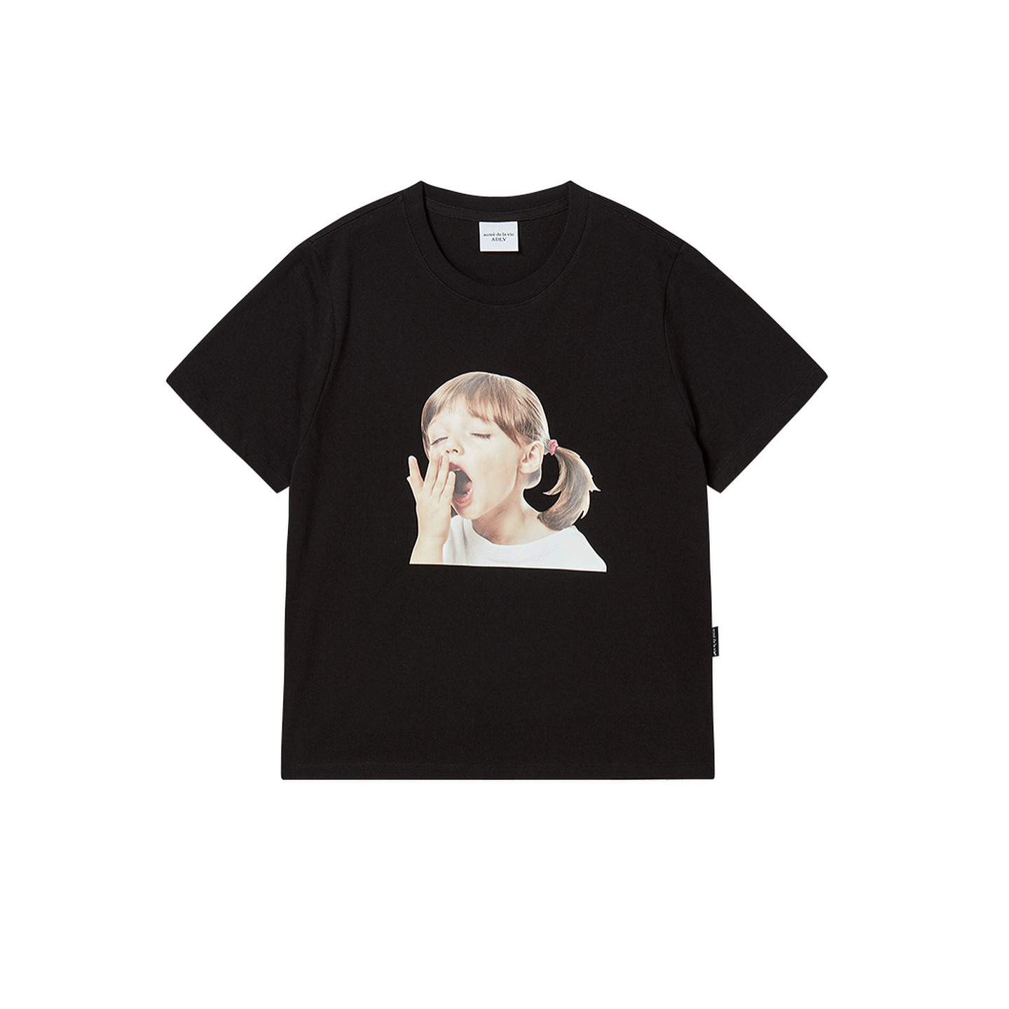 ADLV 韩国潮牌2025秋冬新品娃娃脸打哈欠短袖T恤休闲女士上衣