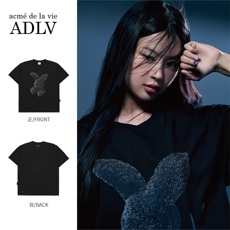 ADLV黑色毛茸茸兔子短袖