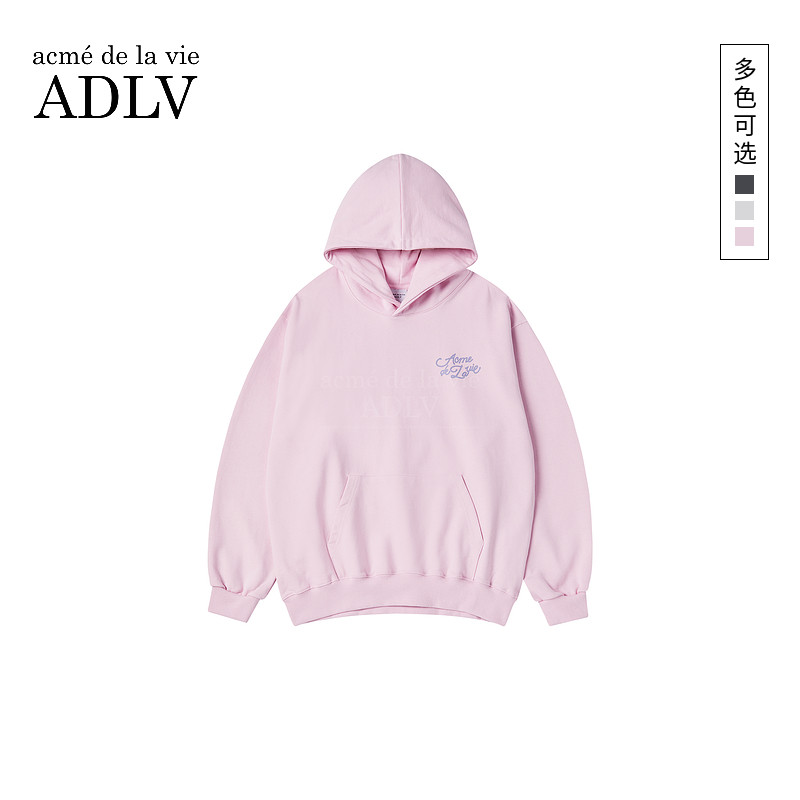 ADLV韩国潮牌春秋季款宽松连帽卫衣字母印花男女生同款休闲连帽衫